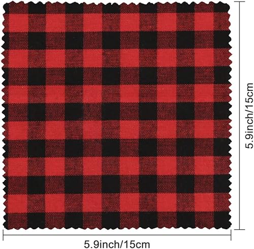 Miniatura 3 de Caydo 20 Pieces Christmas Fabric Squares, 5.9 Inch Christmas Charm Packs 10 Patterns Polyester Cotton Plaid Fabric Squares for Garlands, Christmas