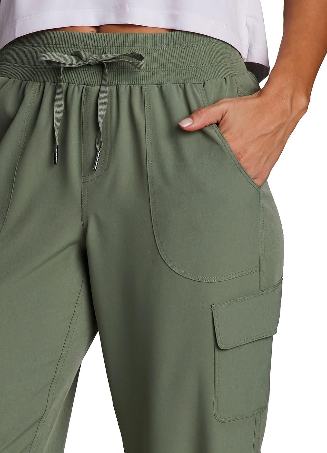 RBX Active Women's Cargo Capri Pant with Pockets Fashion Lightweight Woven with Drawstring - Image 4