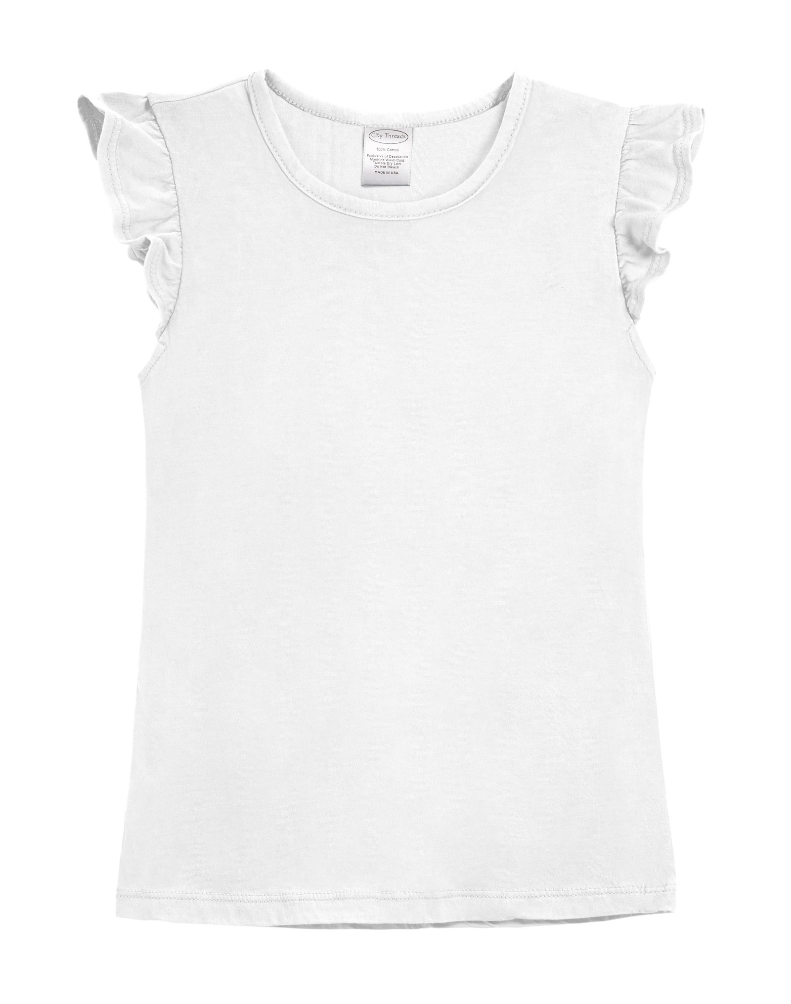 City Threads Girls Cotton Short Flutter Sleeve Ruffle Shirt