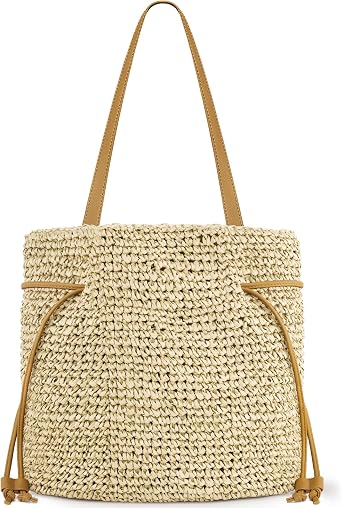 Hand Woven Straw Purses for Women 2026, Adjustable Large Beach Bag Summer Beach Tote Shoulder Bag for Vacation