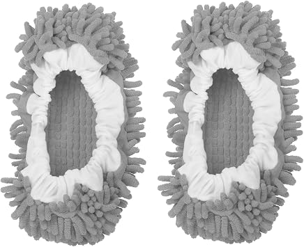 MECCANIXITY Mop Slippers Washable Floor Shoes Cover Dark Grey 2 Pack