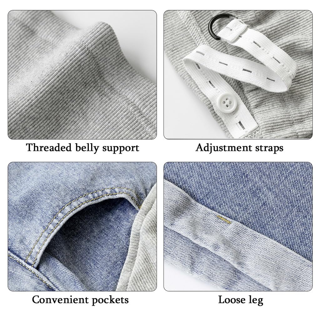 Premaman Shorts Donna Jeans Pantaloncini Premaman Cotone Leggings Corti maternità con Regolabile Ventre Banda maternità Pantaloncini Regolabili Over Bump per la Gravidanza Estate