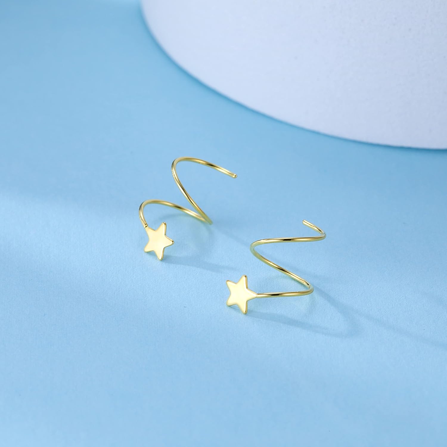SLUYNZ 925 Sterling Silver Star Cuff Earrings for Women Teens Fashion Star Earrings Wrap