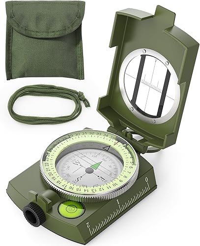 Miniatura 9 de Sportneer Brújula: Brújula de orientación ligera y duradera precisa con correa y estuche de transporte, brilla en la oscuridad, esenciales