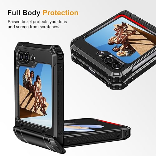 Miniatura 5 de LONTECT Funda para Galaxy Z Flip 5 5G, protección de grado militar, a prueba de golpes, resistente con soporte plegable, funda protectora resistente
