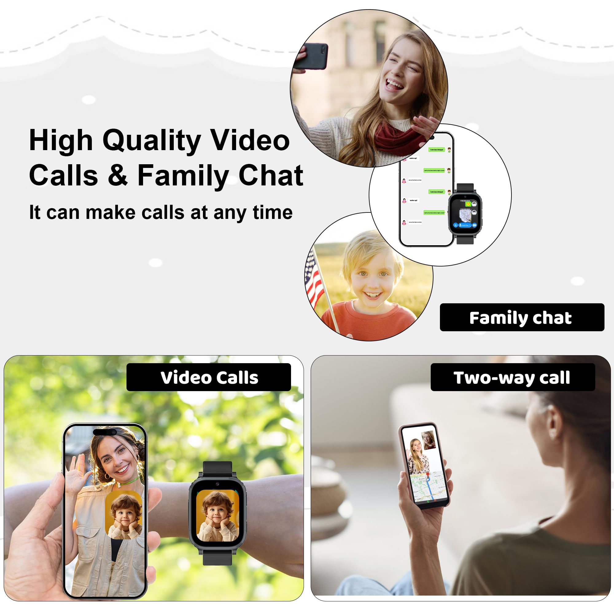 GPS Montre Connectée Enfant, Montre Intelligent Enfant 4G Telephone, Appel, SOS, Chat Vidéo WiFi, GPS Localisation, Mode Classe, Réveil, 7 Jeux, 10 Contacts, Smartwatch Ado Enfants Cadeau