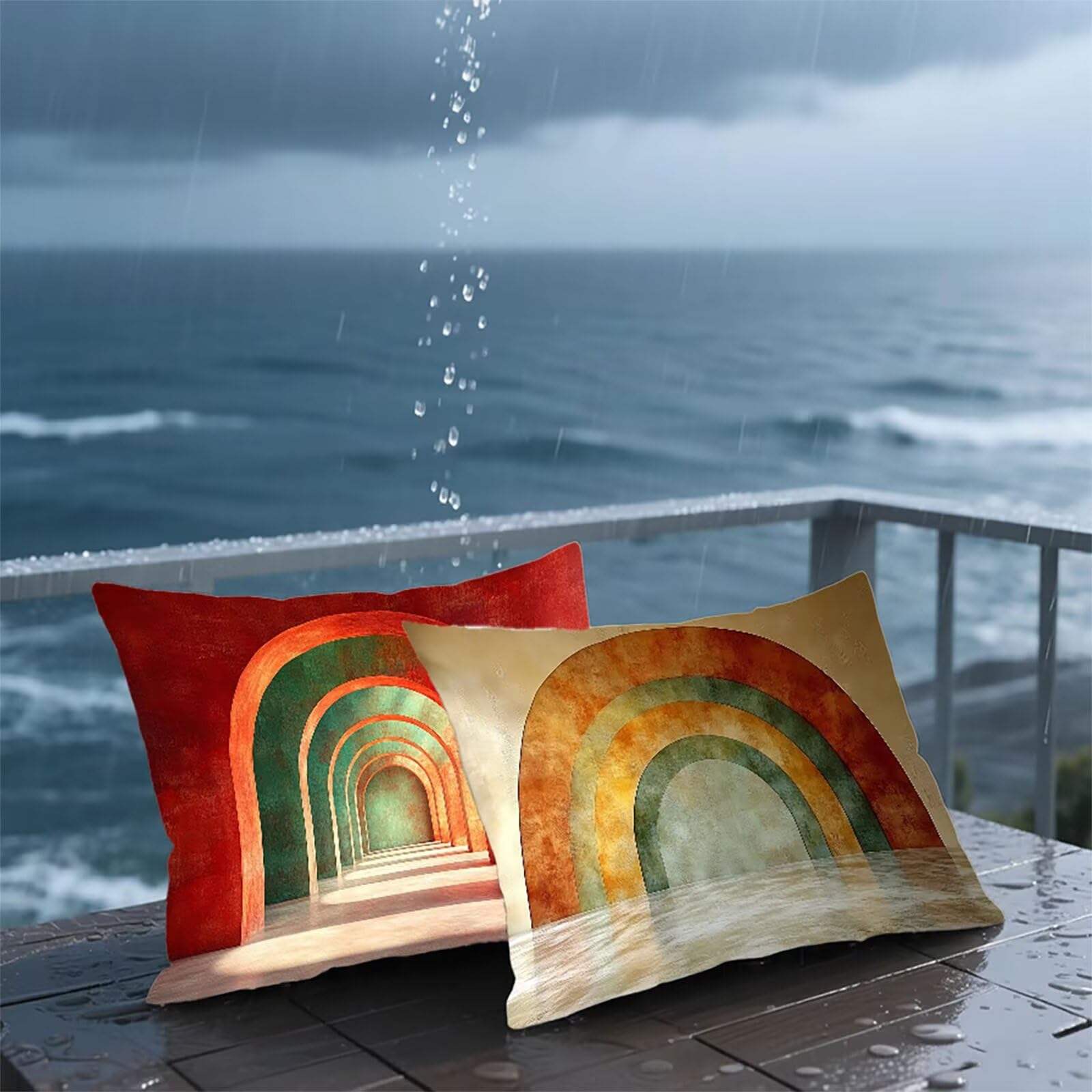 Federe Cuscino 60x80 Set di 2, Rosso Federe Cuscini Divano Lino, Rettangolari Copricuscini 60x80cm Con Cerniera Invisibile, Copricuscino per Camera Letto Casa Decorazioni Regalo, Architettura 2-9542