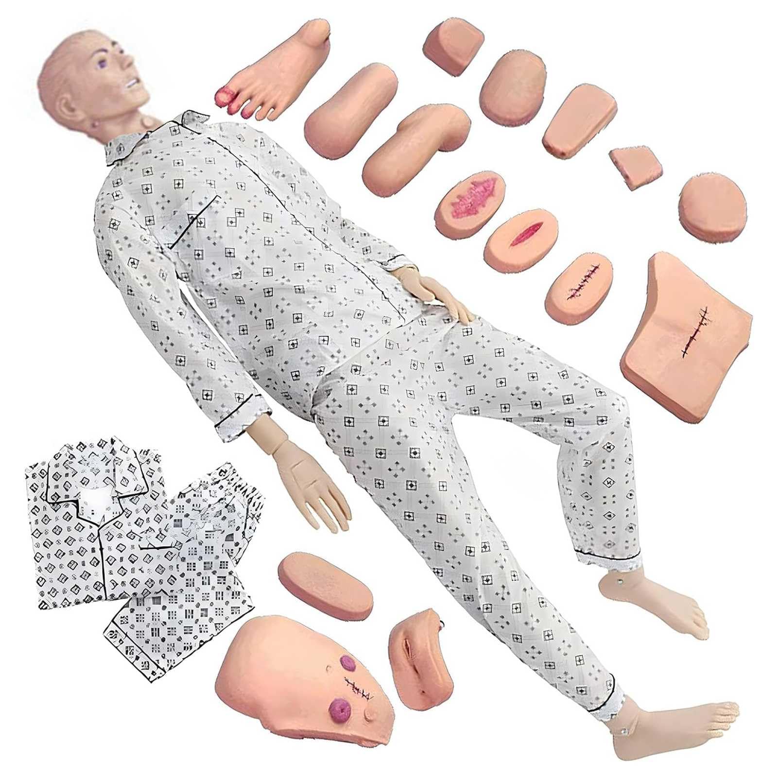 Nursing Manikin for Training Full Body 5.7ft Life Size Patient Care Manikin CPR Simulator Basic Geriatric Human Model Mannequin Full Body for Students Education Teaching Medical Training Skills