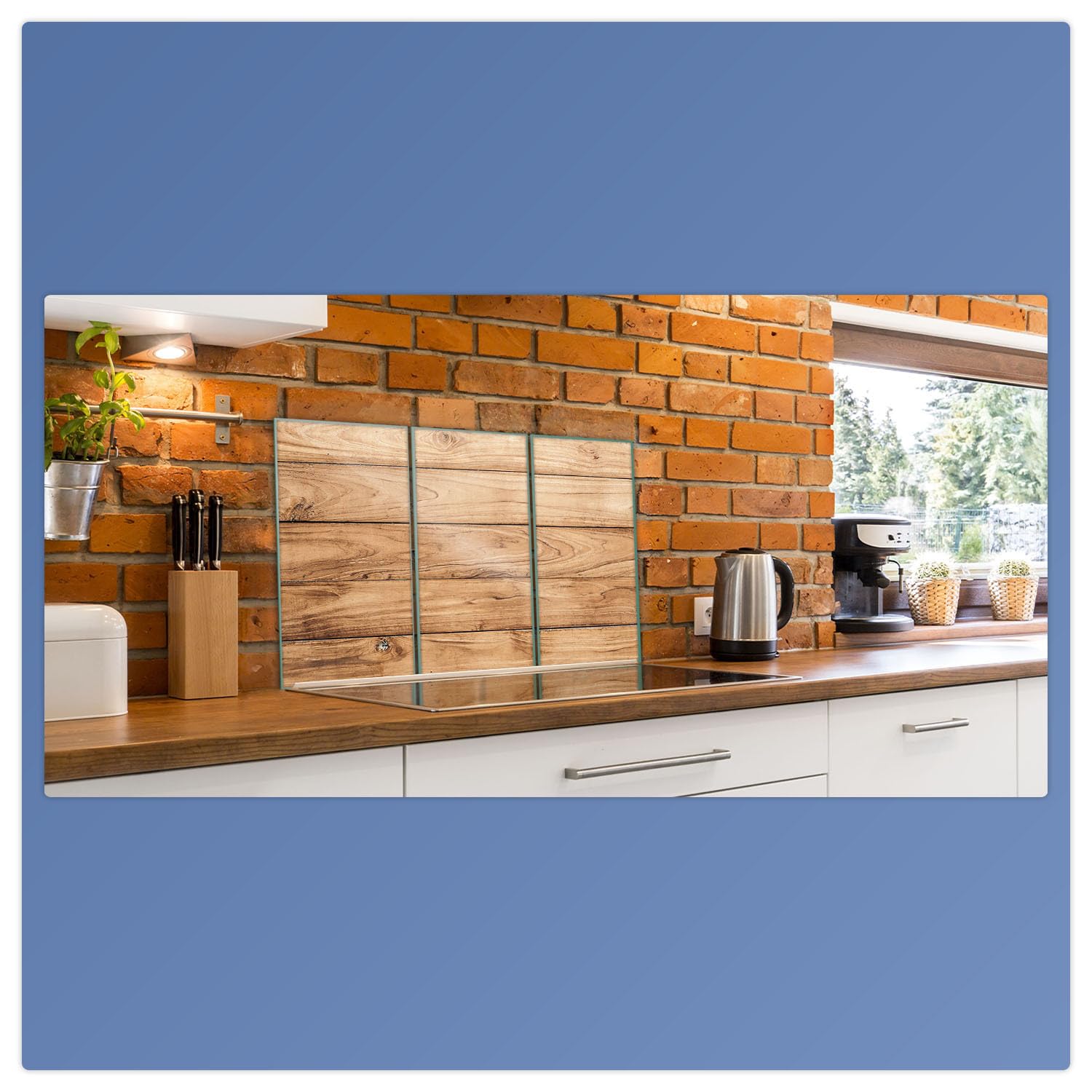 Herdabdeckplatte Abdeckung Ceranfeld Abdeckplatte Schneidebrett 3-Teilig 90x52 Holz Bretter Braun Spritzschutz Glasplatte Ceranfeldabdeckung Schutz Herdschutz Sicherheitsglas Glasschneidebrett 3x30x52