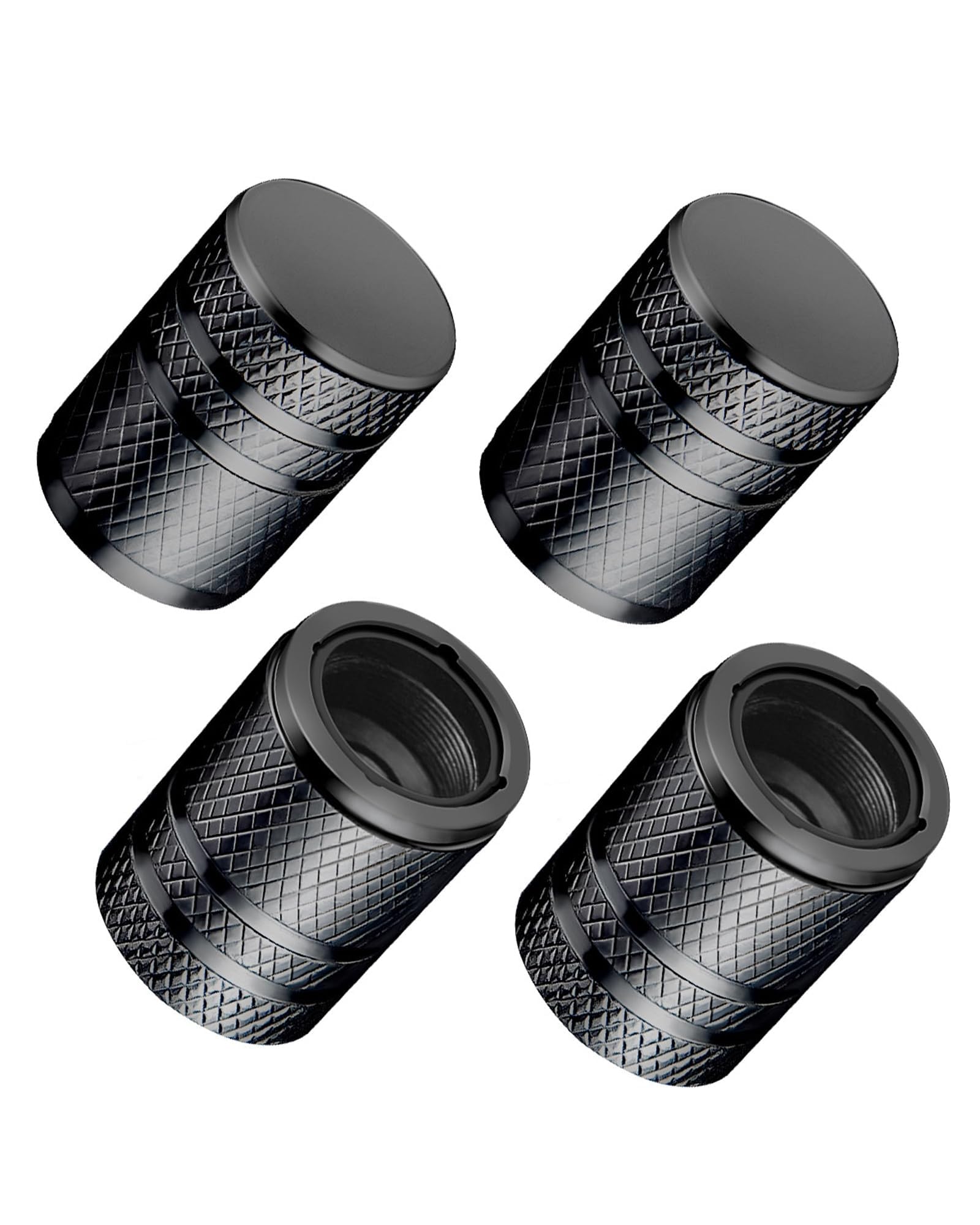 QIZUN 4 pcs Tyre Valve Stem Caps for Skoda KAROQ Baujahr 2017-2026, Aluminium Alloy Leak-proof Wheel Dust Covers Durable Air Valve Protectors Auto Rim Accessories,Black