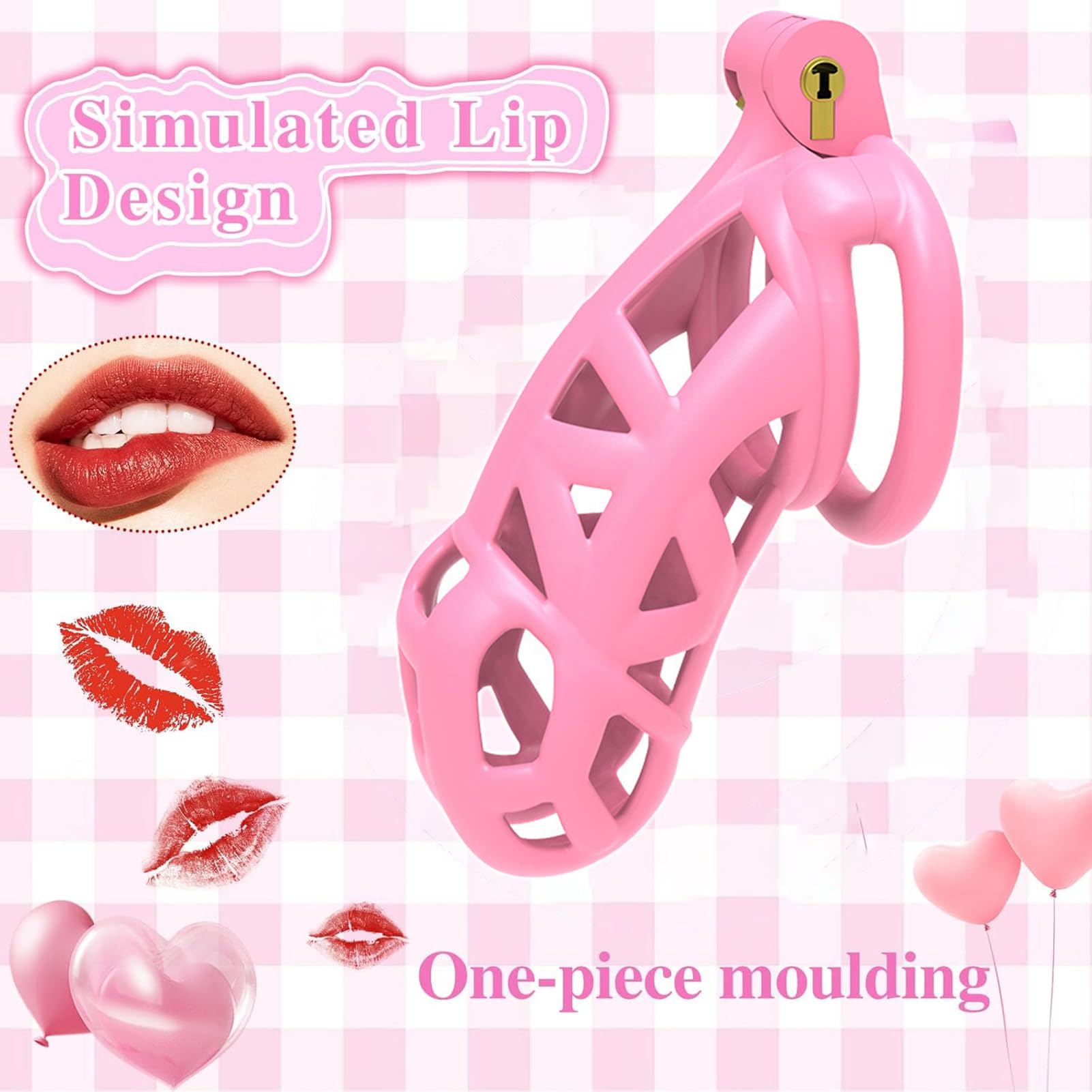 Sissy Chastity Cage Castidad Hombre Pink Cock Cage Male Sexuales Para Sexo Pareja Jaula Para El Pene Juguetes Eróticos Para Adultos (Bend Ring,Ultra-Micro)