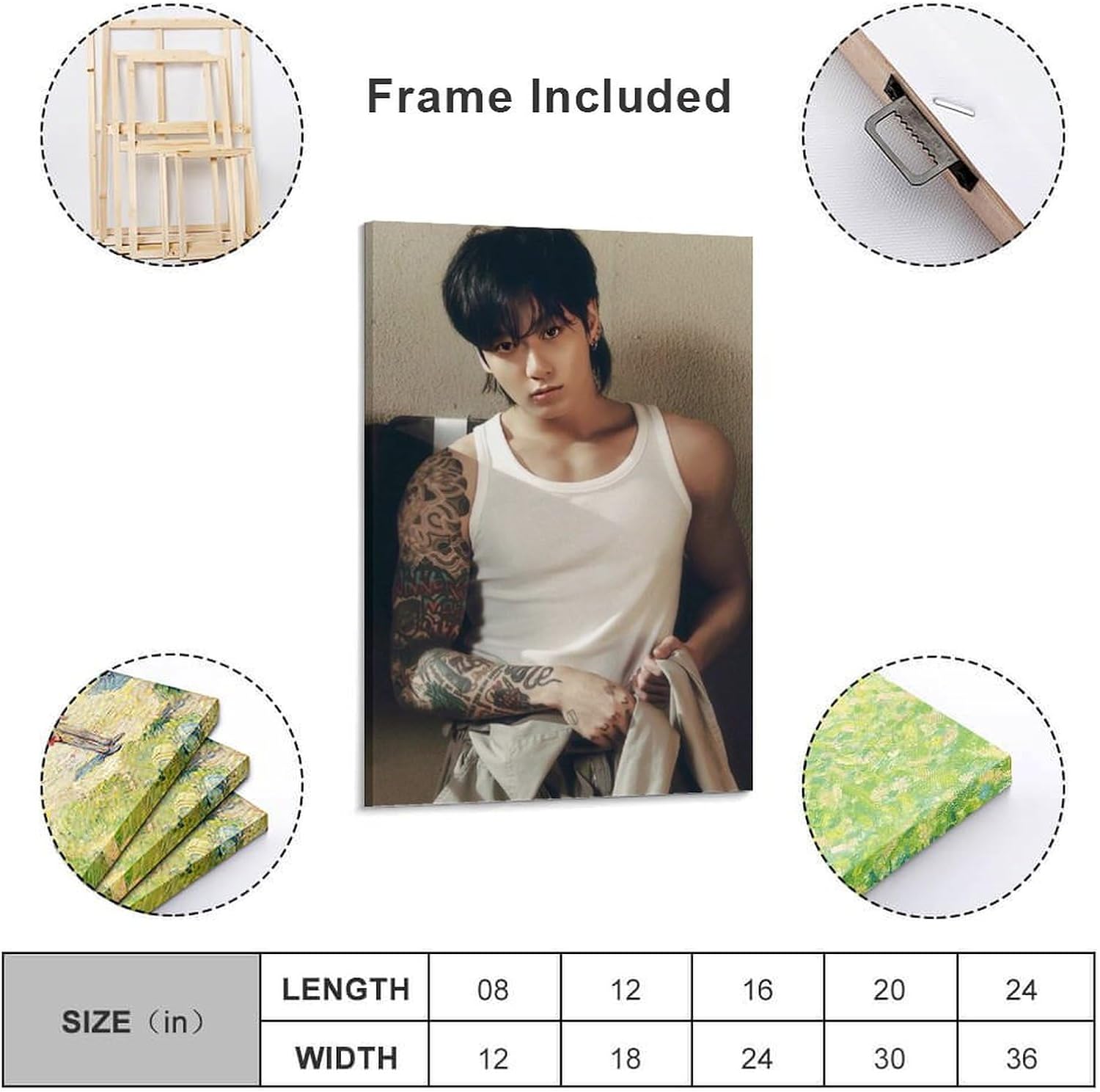 Yinxi Jung Kook Poster Cool Gifts Canvas Painting Poster Wall Art Decorative Picture Prints Modern Decor Framed-unframed 12x18inch(30x45cm)