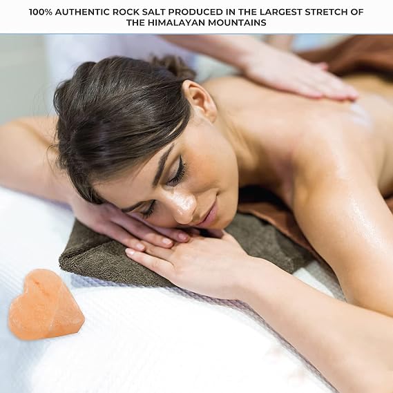 Pure Himalayan Salt Works Heart Massage Stone, Pink Crystal Hand-Carved Stone for Massage Therapy, Deodorant and Salt and Sugar Scrubs, 2.75 W x 3 H x 1.5 D