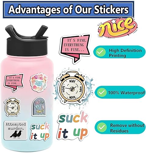 Miniatura 7 de Calcomanías de citas sarcásticas, calcomanías de sarcasmo para adultos, calcomanías divertidas de Icicrim para laptop, teléfono, botella de agua, 50