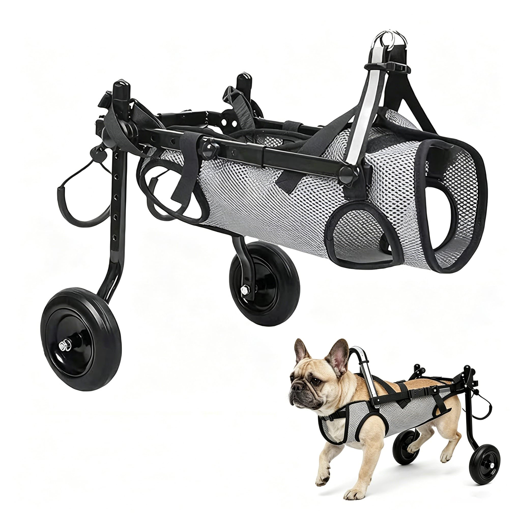 Silla de ruedas para perros con patas traseras, sillas de ruedas plegables de dos ruedas para perros, carro de movilidad ajustable, para perros/gatos pequeños, ideal para parálisis y discapacidad (S(6