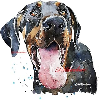 Doberman Happy - Print Watercolour, Doberman art, Doberman print, Doberman art print, Doberman wall decor