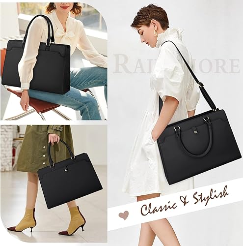 Miniatura 7 de Laptop Bag for Women 15.6 Inch Laptop Tote Bag Leather Work Bag Waterproof Womens Briefcase Business Office Computer Tote Bag Large Capacity Handbag