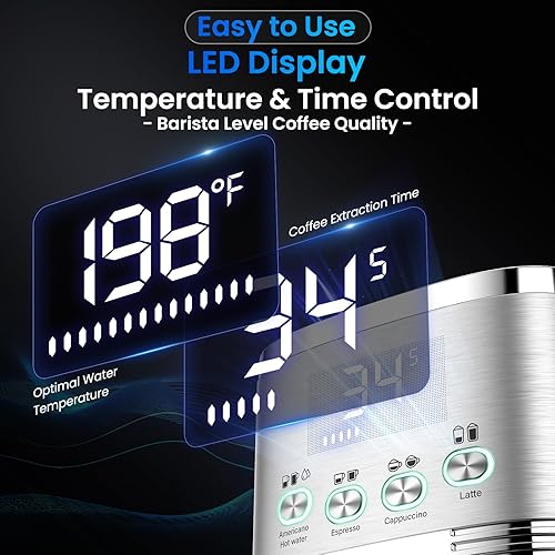 Miniatura 2 de Máquina de café expreso de 20 barras con espumador automático de leche para café con leche capuchino, máquina de café de acero inoxidable con filtro