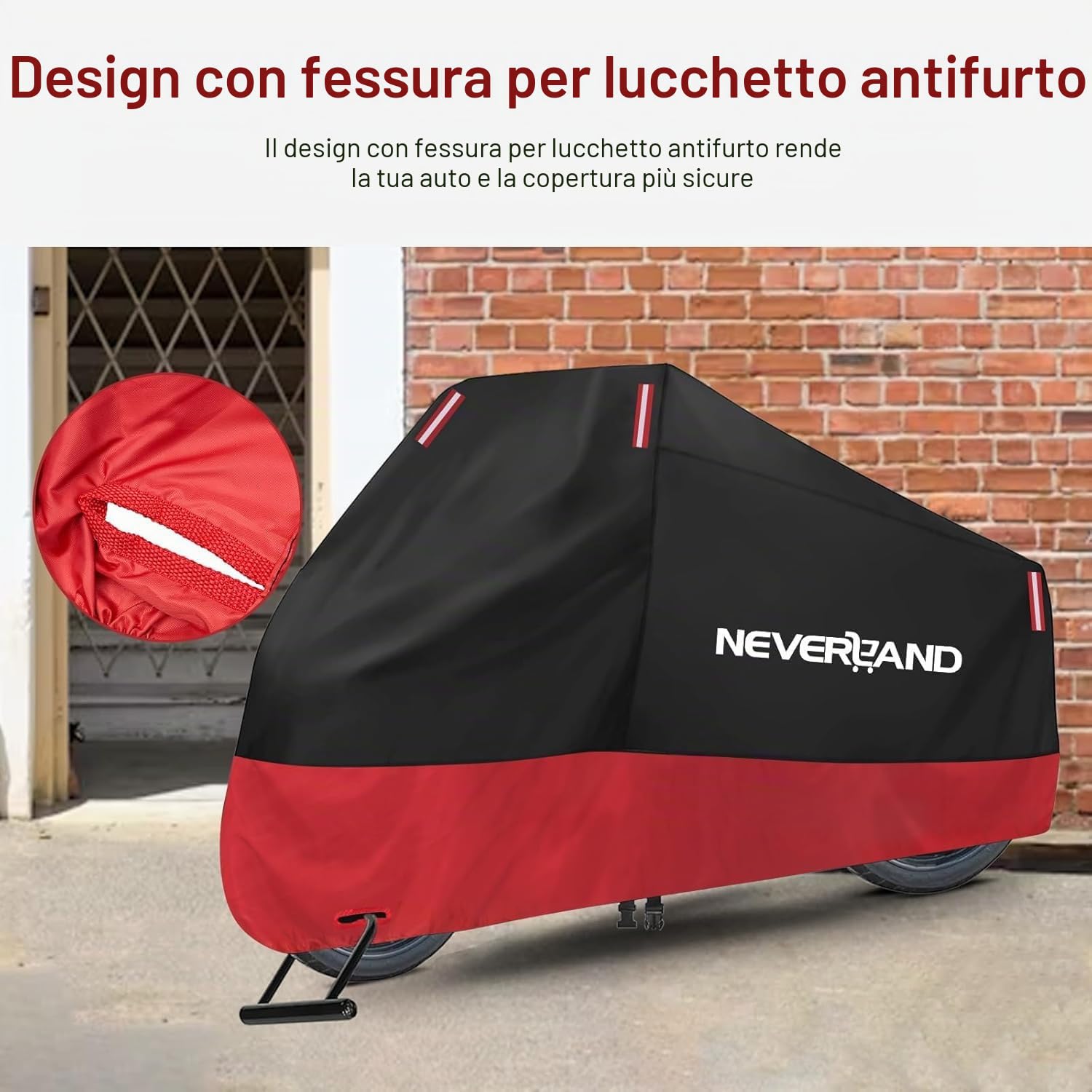 Telo Moto per esterno NEVERLAND Telo Coprimoto Impermeabile Teli per Moto Motorino Motociletta Scooter Oxford 210D Copertura Motociclo Resistente a Polvere/Pioggia/Foglie 295x110x140 CM