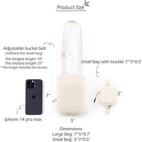 Miniatura 6 de ODODOS Bolso cruzado unisex con bolsa pequeña extraíble ajustable para teléfono celular, viajes, entrenamiento, correr, senderismo, Forro polar