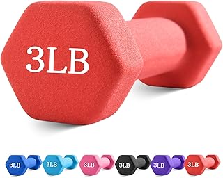 Portzon Weights Dumbbells with Neoprene Coating（Single）, 1LB-3LB Anti-Roll, Anti-Slip, Hexagonal Home Fitness Equipment for Shoulder, Neck, and Hand Training for Seniors over 55 old