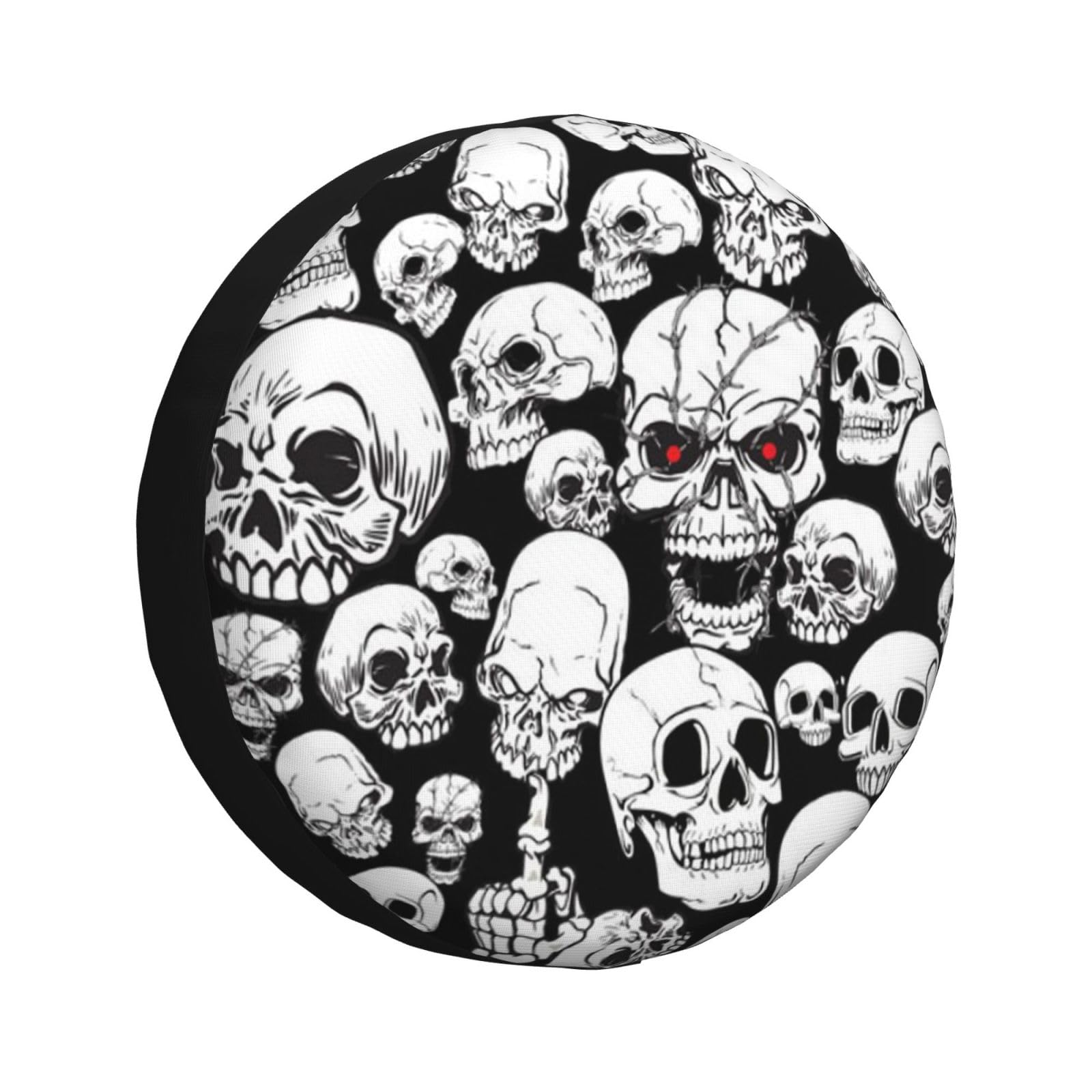 Psychedelic Flaming Skull Spare Tire Cover - Universal Fit For RV, Truck, SUV & Trailers, Waterproof Polyester, 7 Sizes (12-18 In)