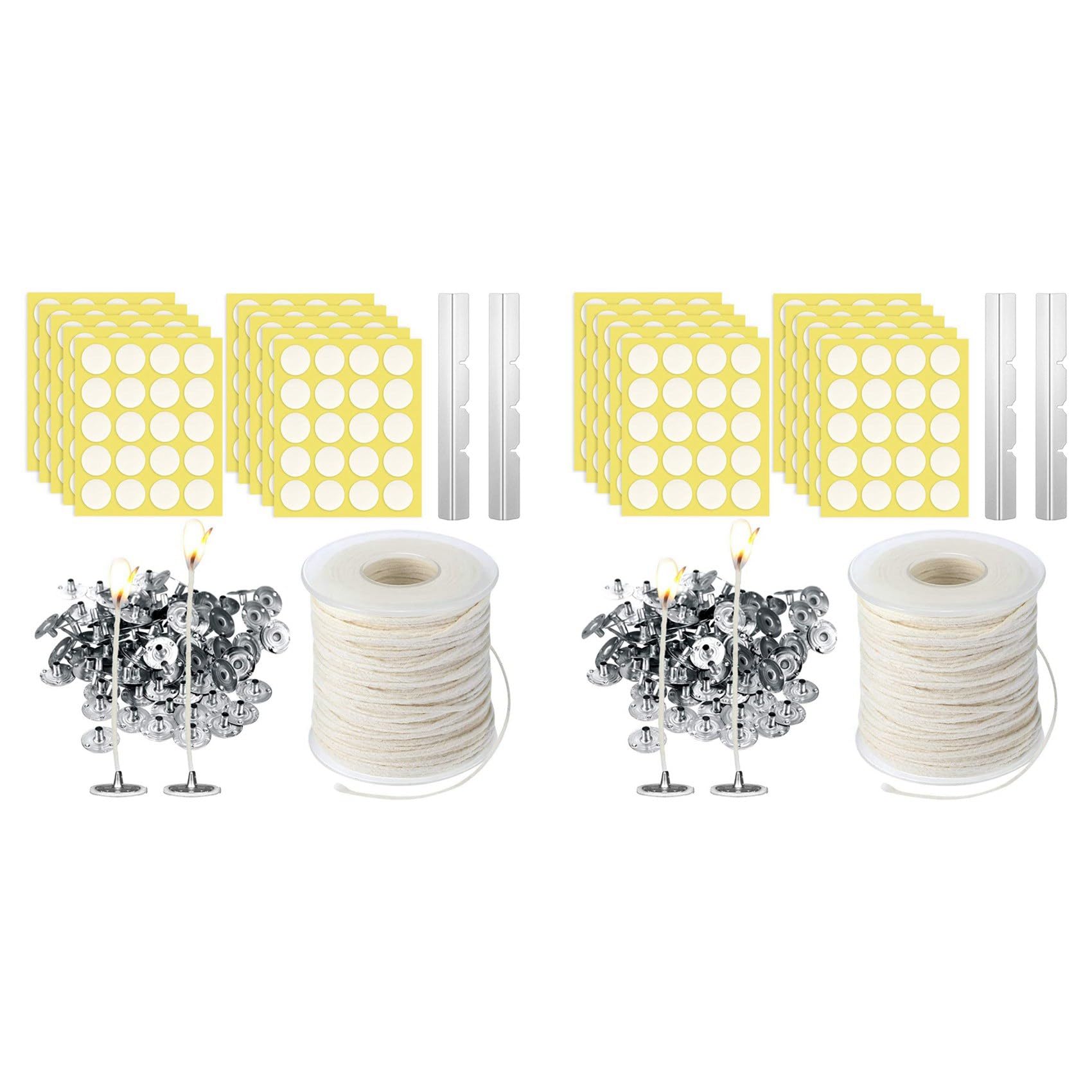 Hndhbfgrt 2X Candle Making Kit,Braided Wick,Wick Sustainer Tabs,Wick Stickers,Candle Wicks Holder