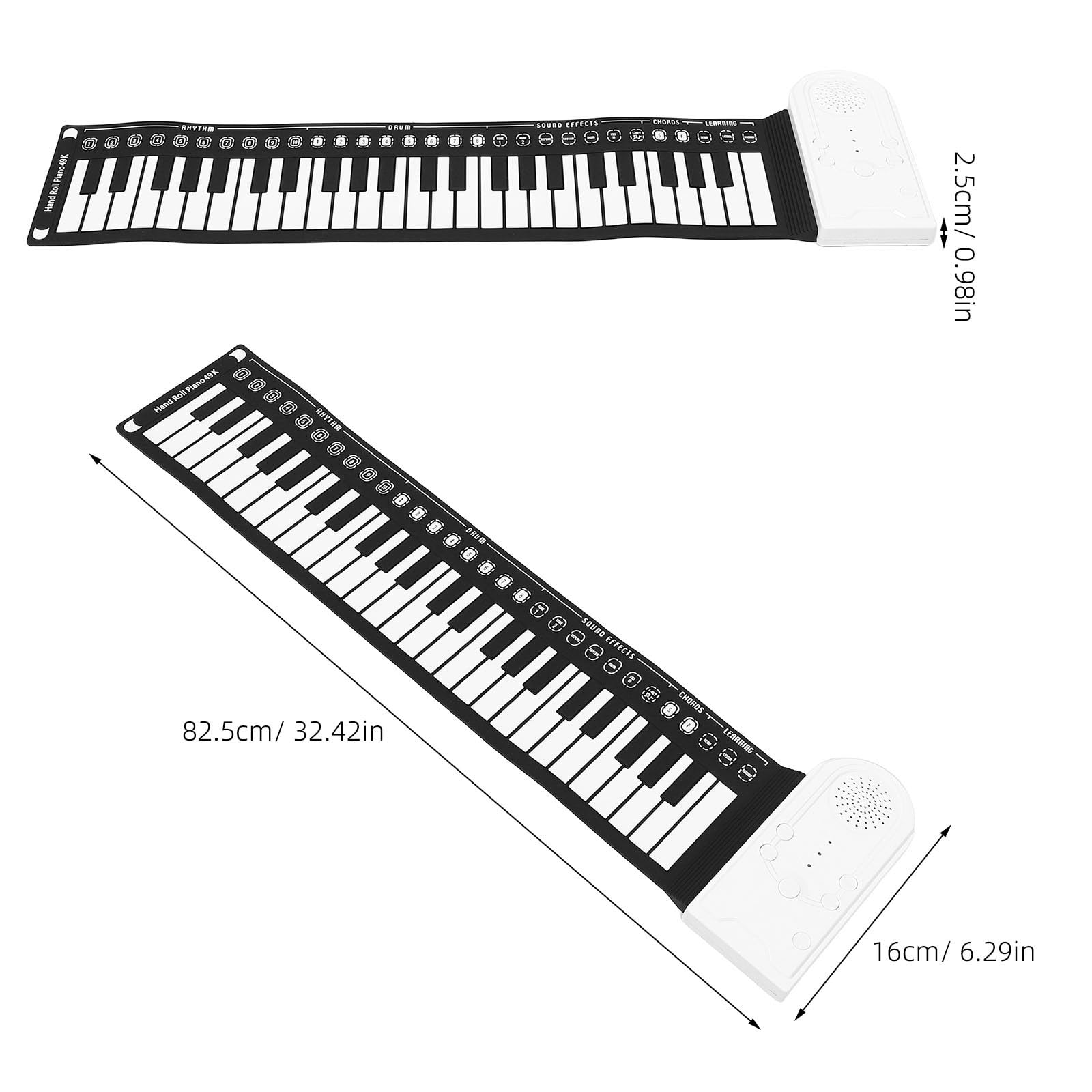 INOOMP Tragbares Rollpiano mit 49 Tasten aus Flexiblem Silikon Faltbares Elektronisches Keyboard für Anfänger und Kinder für Musikunterricht und Auftritte