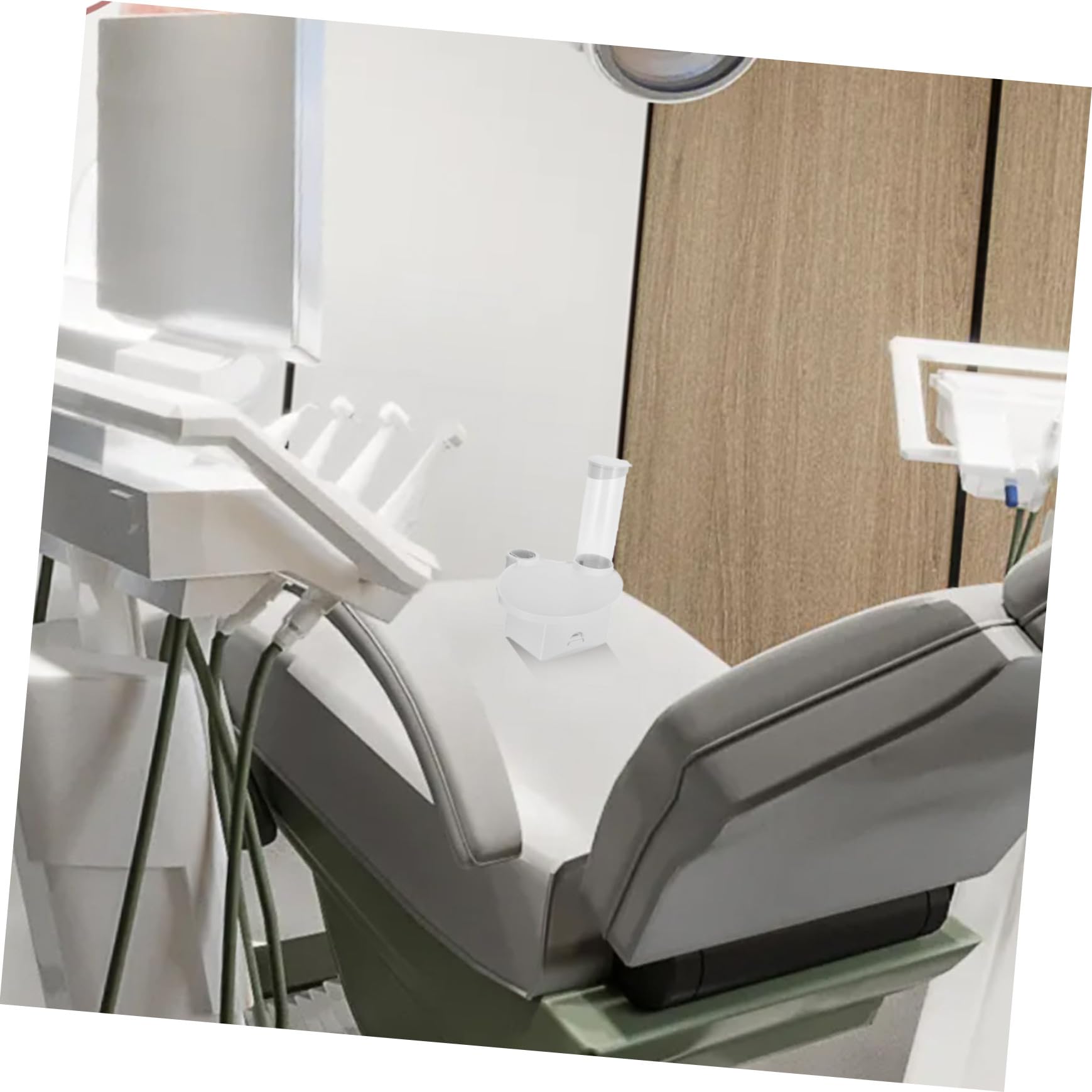 Vassoio Odontoiatrico 3 in 1 in Plastico Bianco per Clinica | Sistema Integrato con Portatovaglioli, Portabicchiere e Piano Porta Strumenti, per Postazione Odontoiatrica