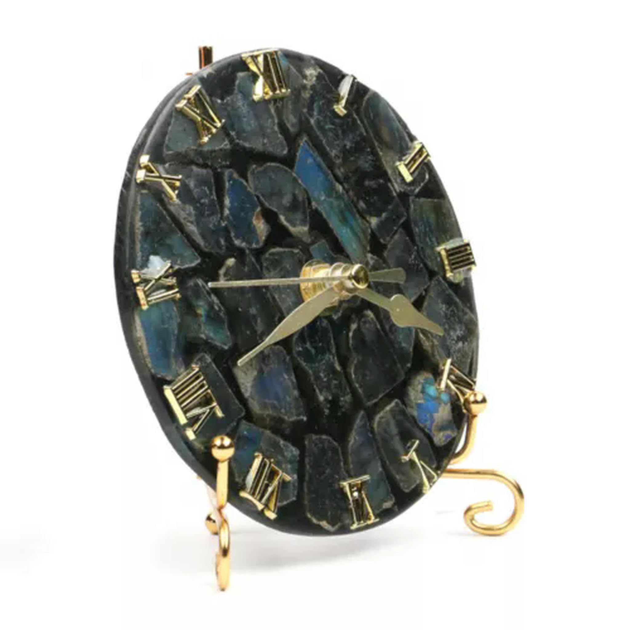 Disque d'horloge en Tranche d'agate Naturelle Ammonite Conque Labradorite sculptée - Tranche d'agate (Φ 8cm-10cm) Aléatoire ...