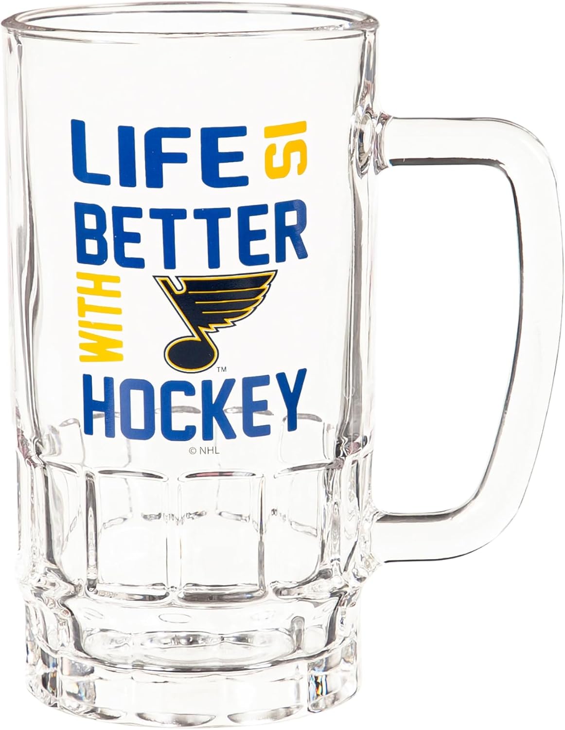 Team Sports America NHL St Louis Blues Glass Mugs, 18 oz. Beer Drinking Glasses with Handle, Glass Tankard Cup with Gift Box, Traditional Stein For Bar, Alcohol, Beverages, Coffee, Teas