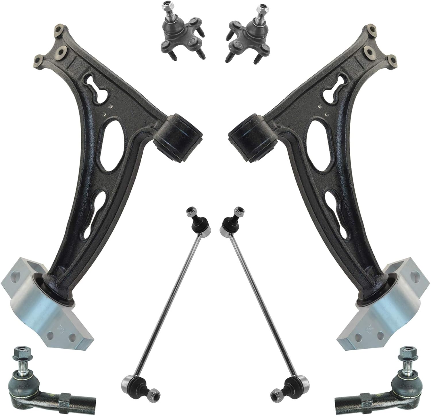 TRQ Front Steering & Suspension Kit Ball Joint Control Arm Sway Bar Stabilizer Link Tie Rod Compatible with 2006-2009 Audi A3 2007-2014 Volkswagen Eos 2010-2014 Golf 2007-2013 GTI Jetta 2008 R32