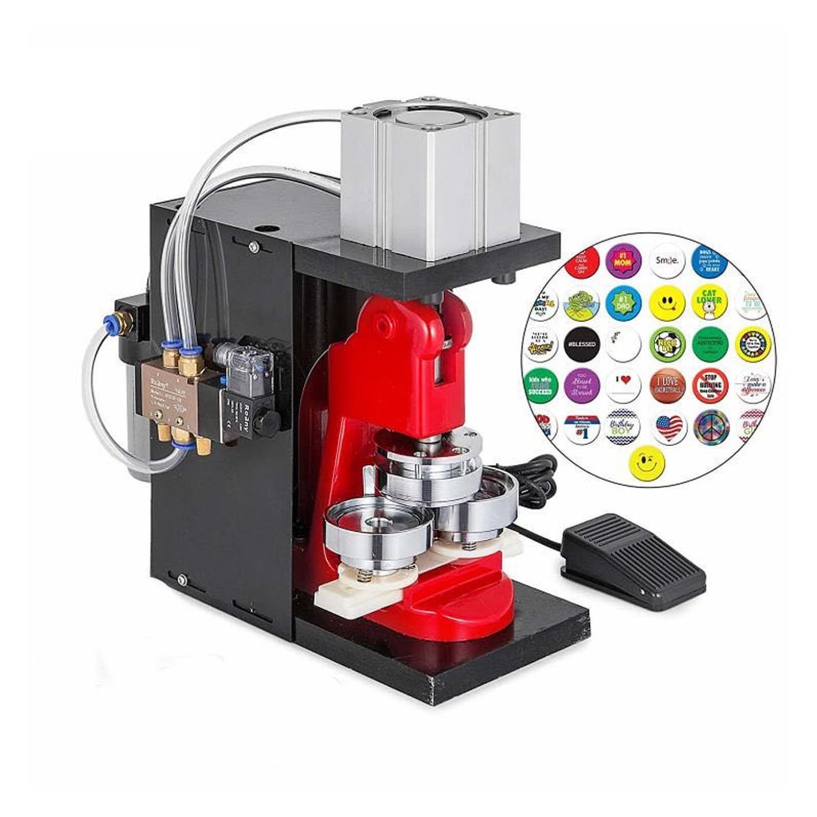 Machine à badge pneumatique 75mm avec corps en acier robuste et moule inclus