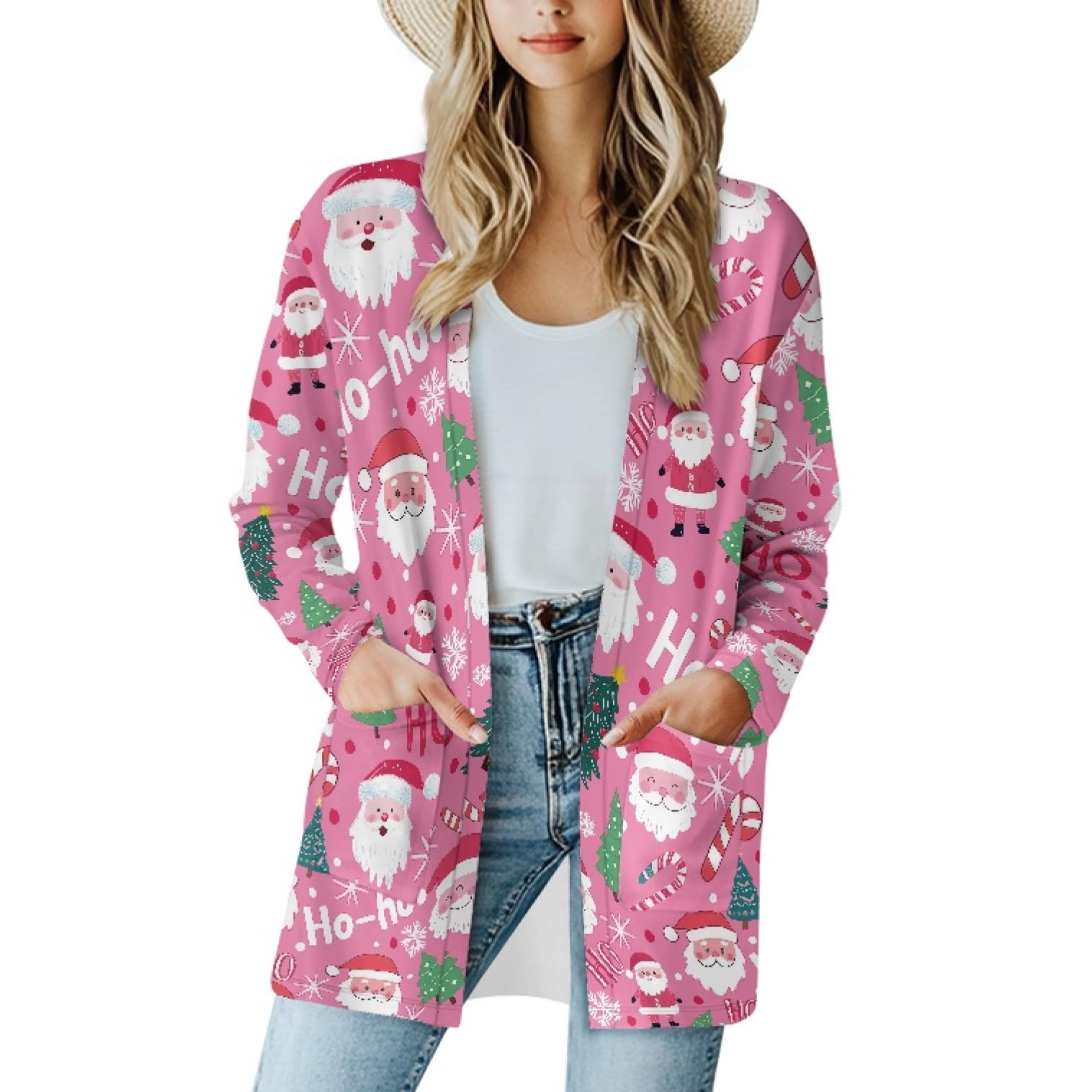 Fall Maple Leaf Cardigan Sweaters for Women Long Sleeve Cardigan Soft Drape Open Front Dusters V-Neck Jackets Dressy