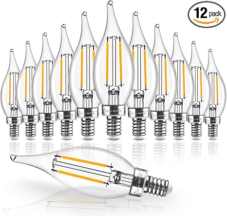 E12 Candelabra Bulbs 40 watt Equivalent 90+ CRI E12 LED Bulb Dimmable Flame.