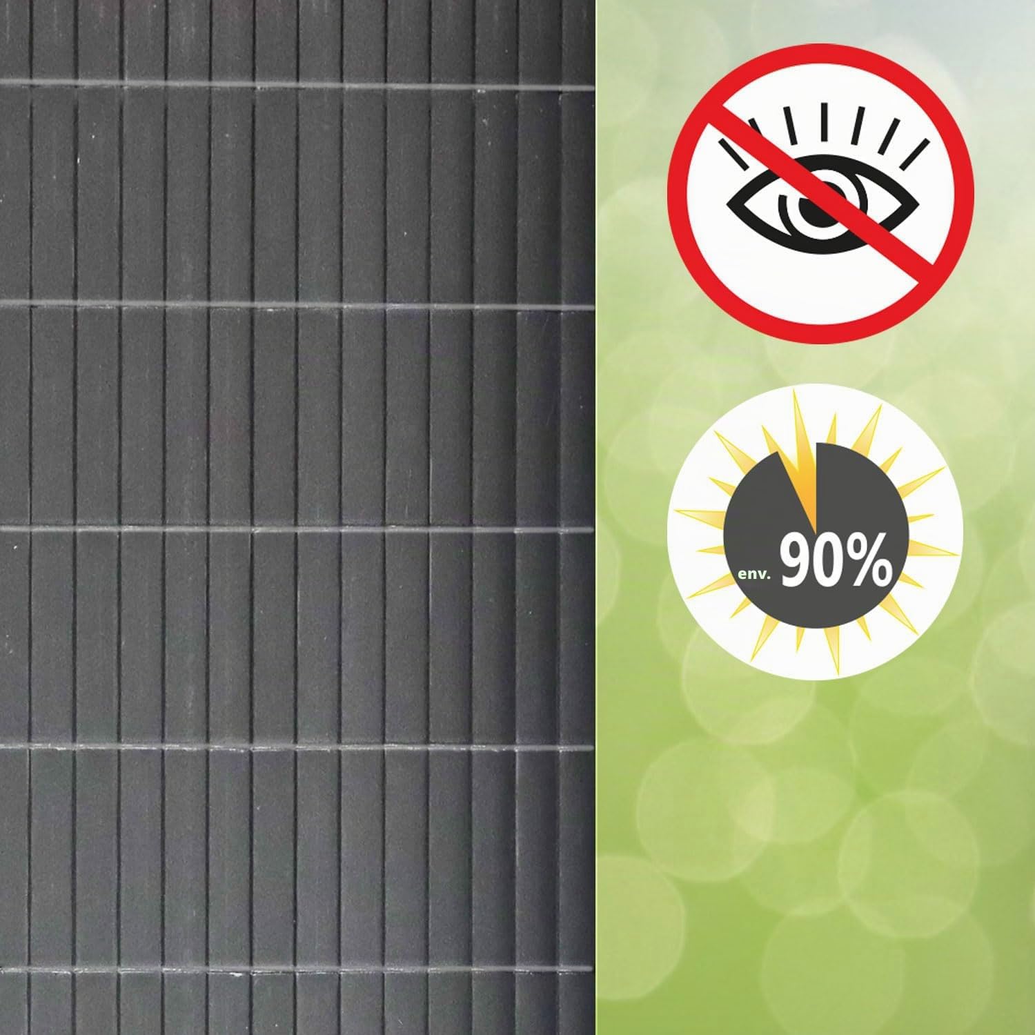 UrFence 100x600 Brise Vue Balcon Exterieur - Canisse PVC Gris - Cloture de Jardin Cache Vis-à-Vis - Brise Vent Terrasse Exterieur Pare Soleil Balcon Cache Vue Jardin Lamelle Occultante Grillage Rigide