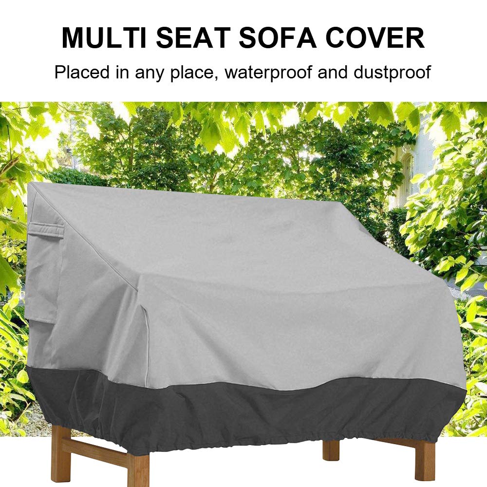 Copertura impermeabile per panca da giardino con coulisse, colore grigio, 193 x 83 x 84 cm, copertura per panca da patio, divano e mobili da esterno