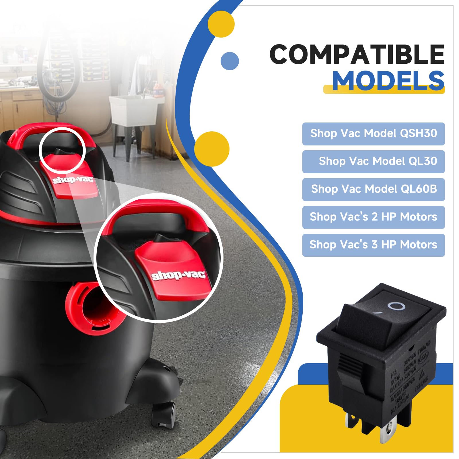 【コレクターズアイテム】サンダーエッグ ペア 8231810 Vacuum Power Switch Replacement for Shop Vac QSH30, QL30