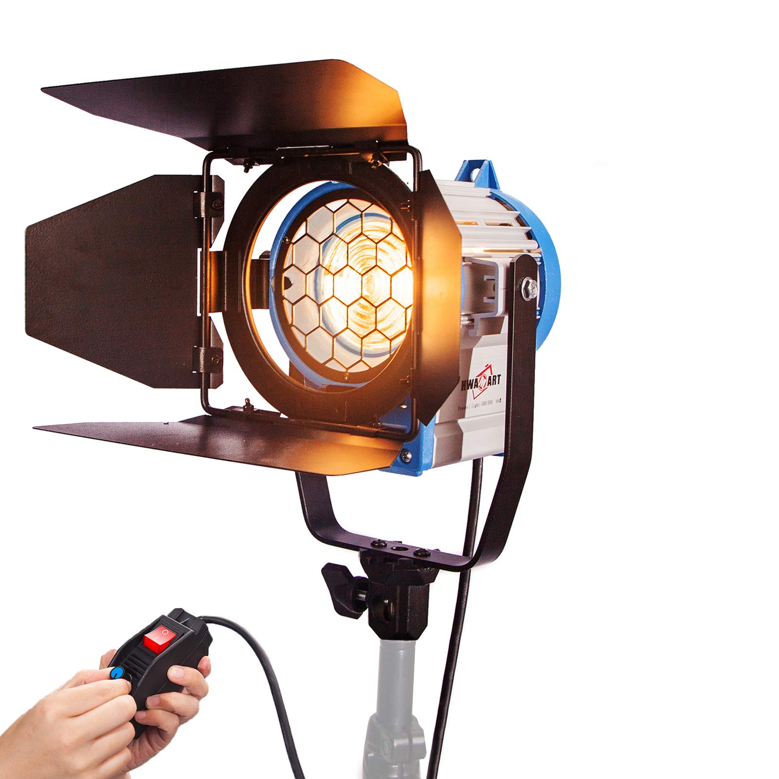 Lampa fotograficzna Fresnel, 300 W, 3200 K, ściemniane światło punktowe, ciągłe oświetlenie do fotografii studyjnej, nagrywania wideo, filmów, programów telewizyjnych, reklam, wywiadów,