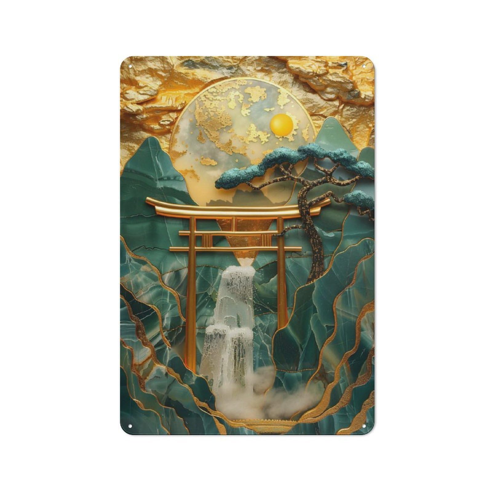 Junmoney Japan Golden Granite Wall Tin Wall Plaque 30X20cm With For Home Bar Wall, For Kitchen And Home Bar Decor, For Home Office And Studio Walls