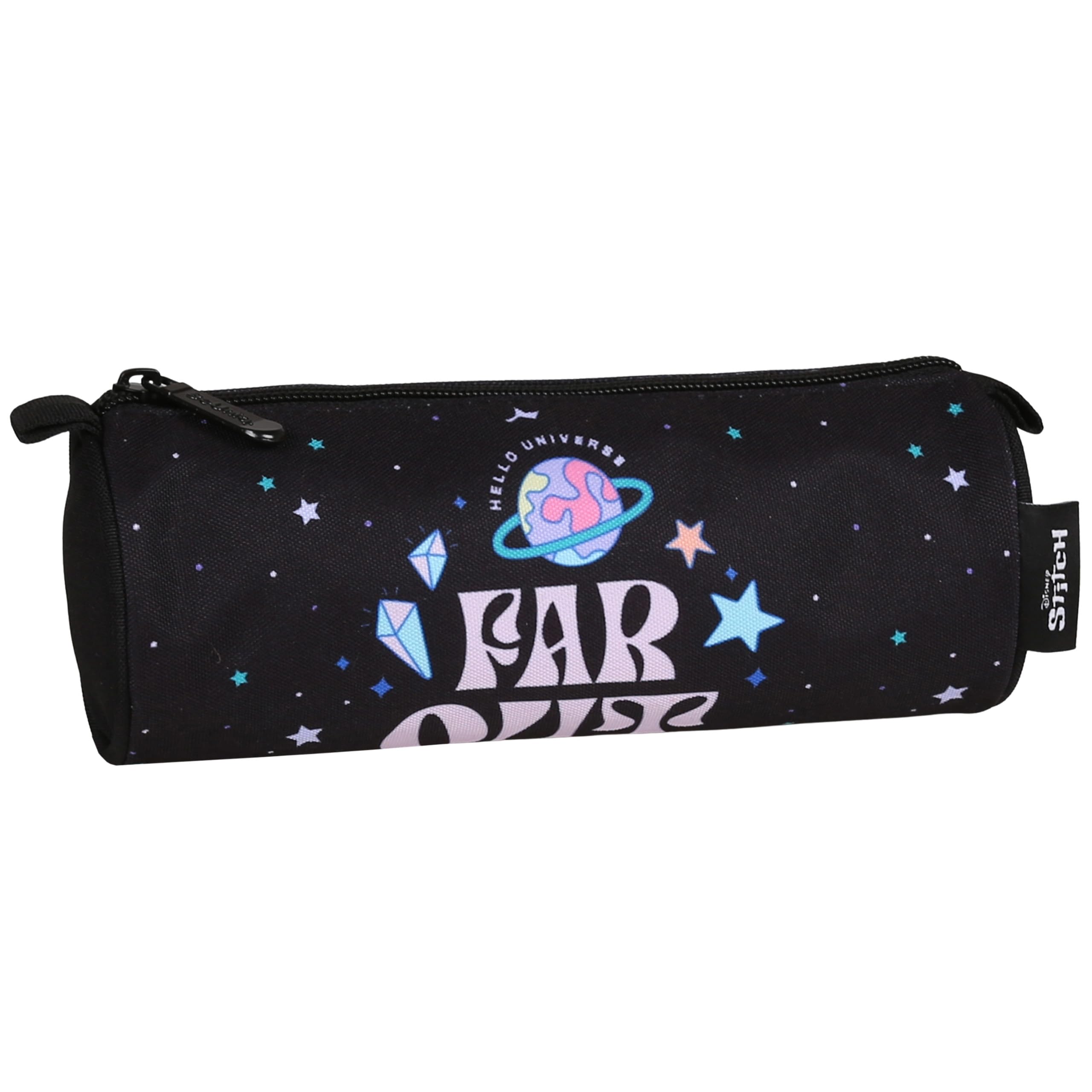 sarcia.eu Disney Stitch School Girl's Pencil case, Round, Tube, School Supplies Sachet, Black 22x8x8cm (Stitch Round)