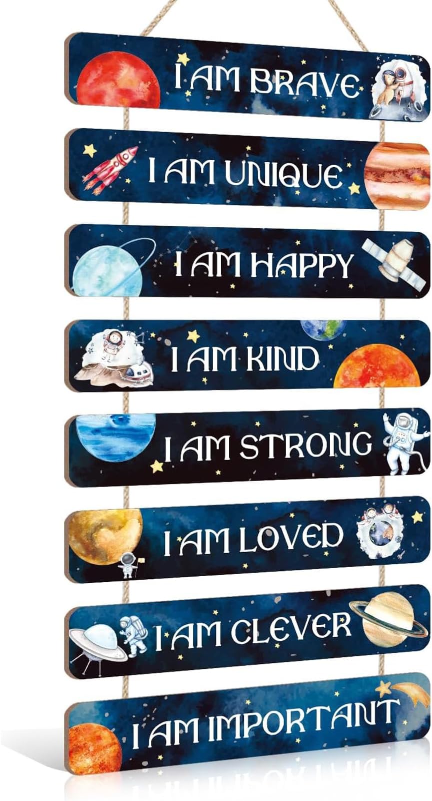 KAIRNE Planet Wall Art,Space Wall Decor,The Solar System Wall Decoration for Boys Bedroom,Movational Quotes Hanging Decor,Be Kind Be Brave Inspirational Phrase Wall Art for Kids Bedroom Gift