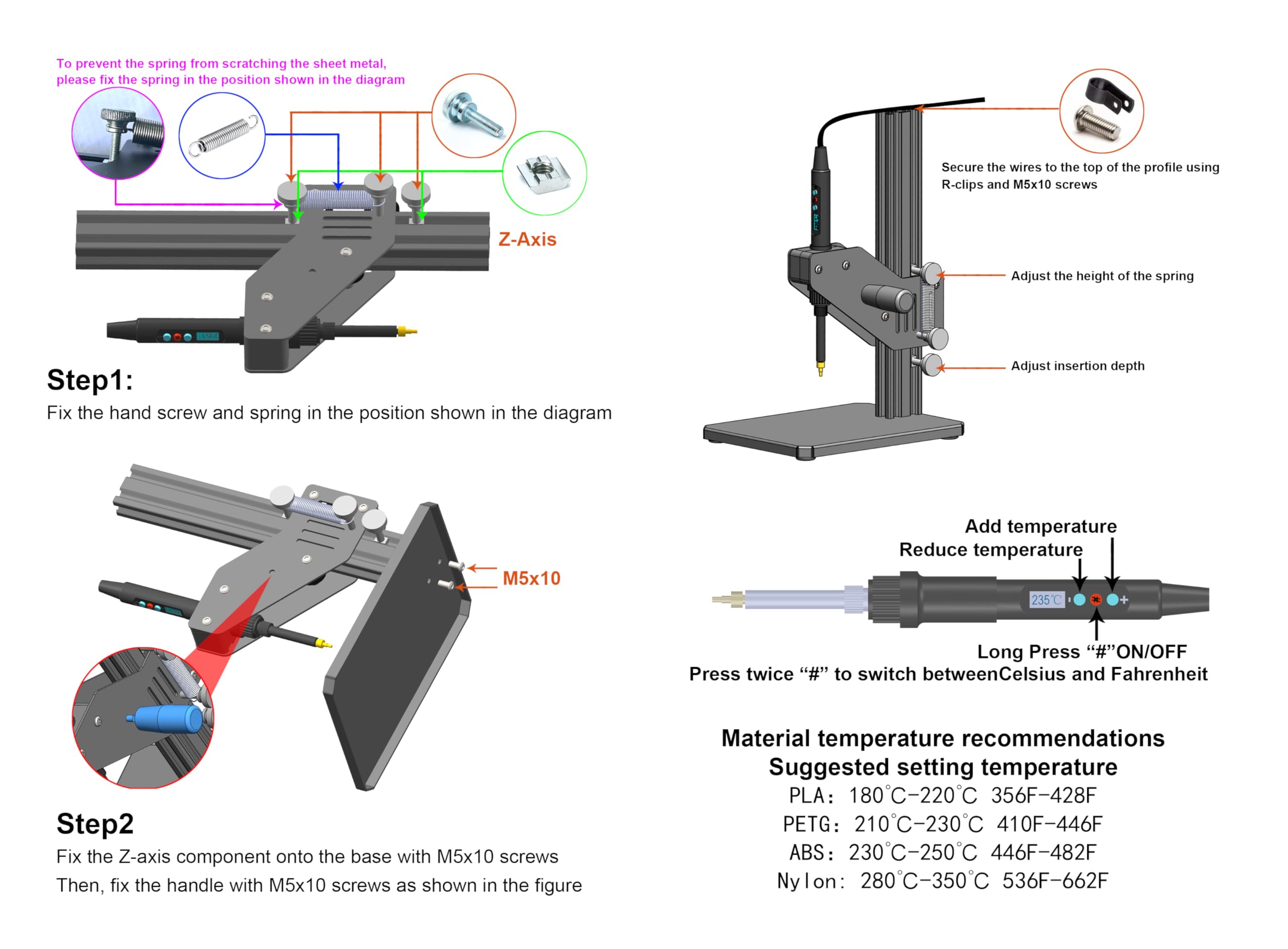 Máquina de prensado de calor vertical, herramienta de inserción de latón, insertos de latón 3D, punta de inserción para tuercas moleteadas M2/M3/M4/M5/M6 (1/4)/M8 (ZW12Pro)