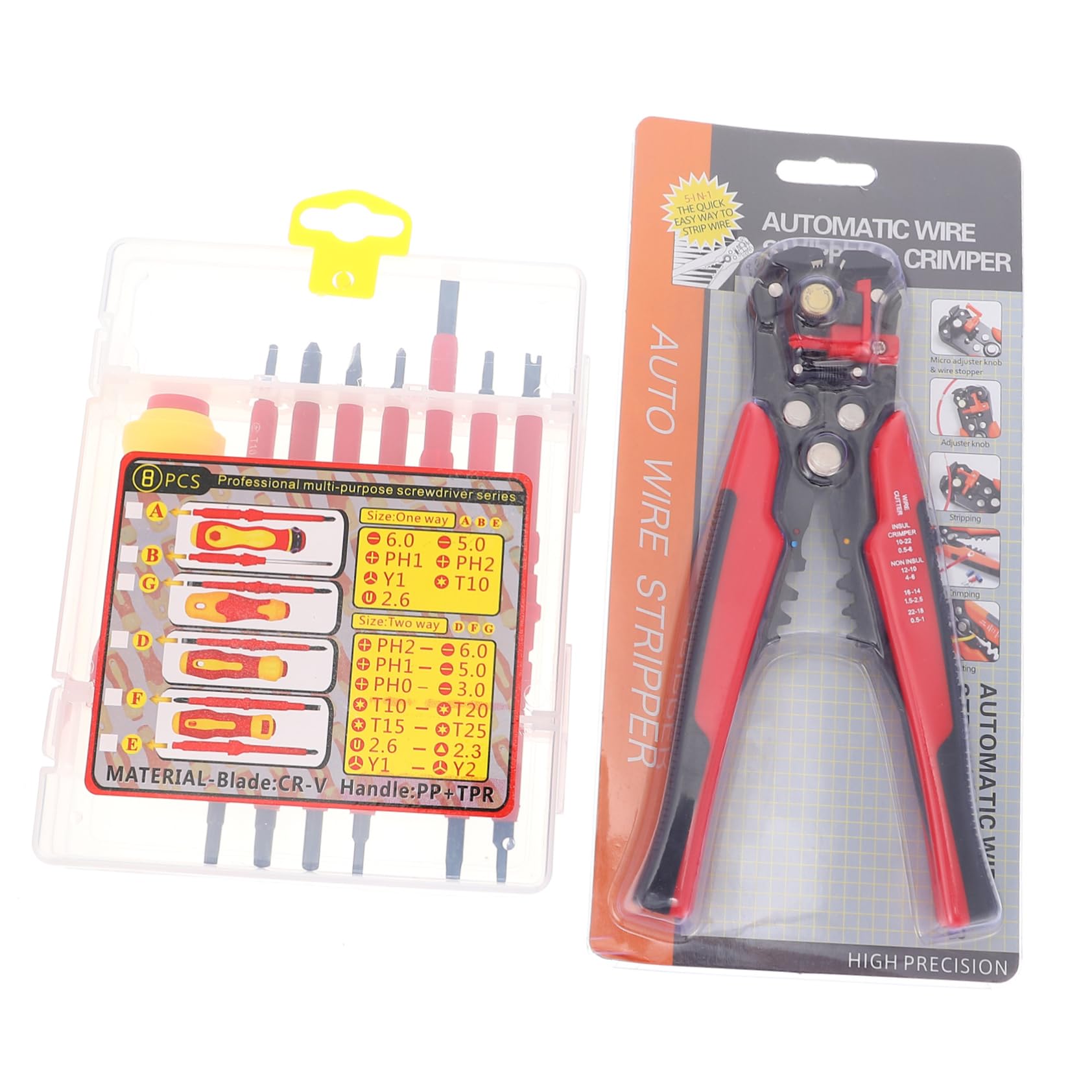 NUOBESTY 2 Set Kit di gruppo stripper kit di strumenti filo elettrico avvitatore cacciaviti kit cacciavite per elettricista attrezzo da elettricista cacciavite isolato acciaio