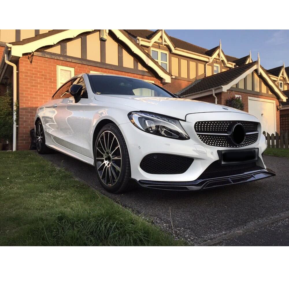 Drążek przedni, spojler do Mercedes-Benz W205 klasa C C180 C250 C300 C400 2015-2018, czarny, tworzywo sztuczne, błyszczący czarny
