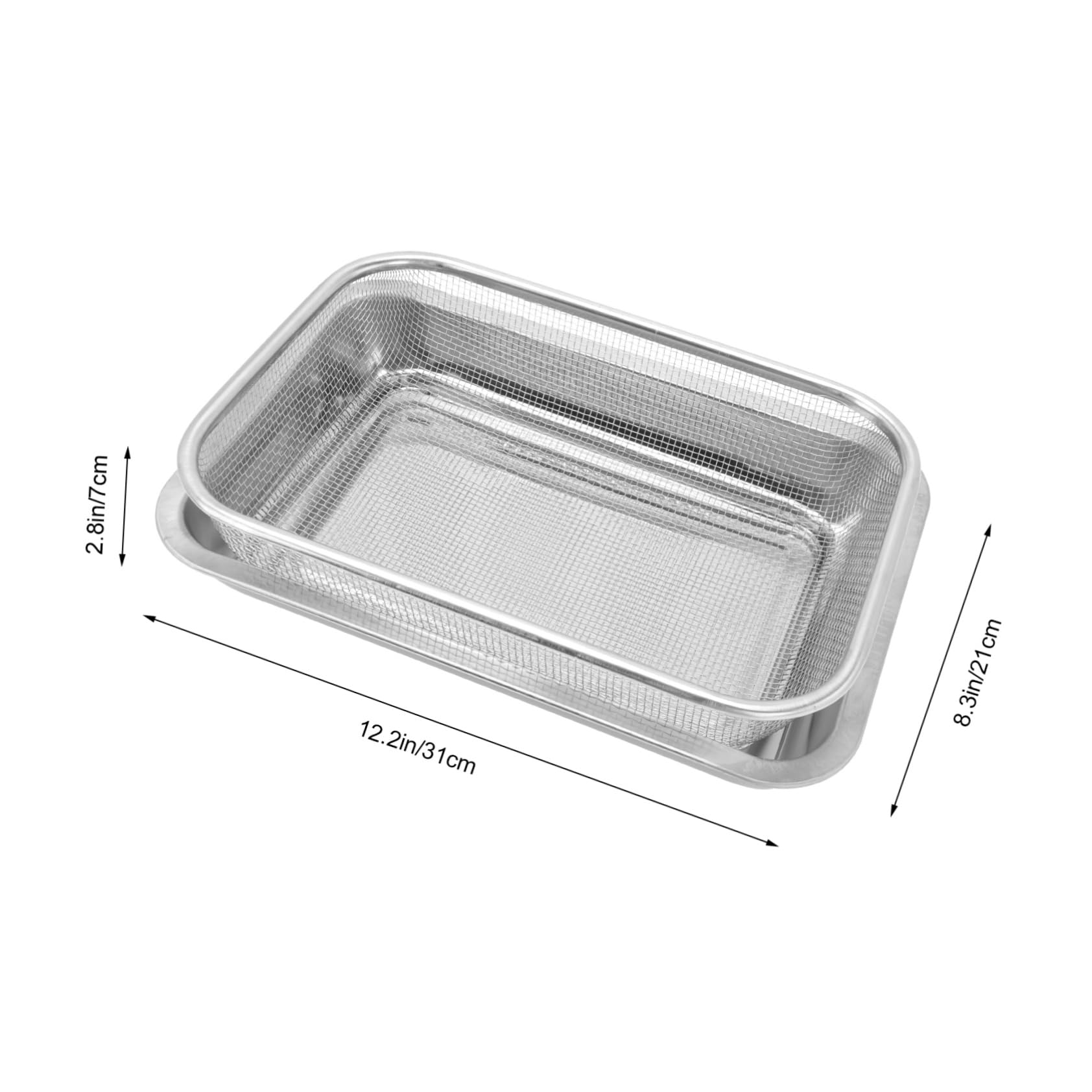 ABOOFAN 1Set Rectangular Stainless Steel Oil Drain Rack with Baking Versatile Colander for Cooling Cakes Cookies Fried Foods and Draining Fruits Dishwasher Safe Kitchen Tool