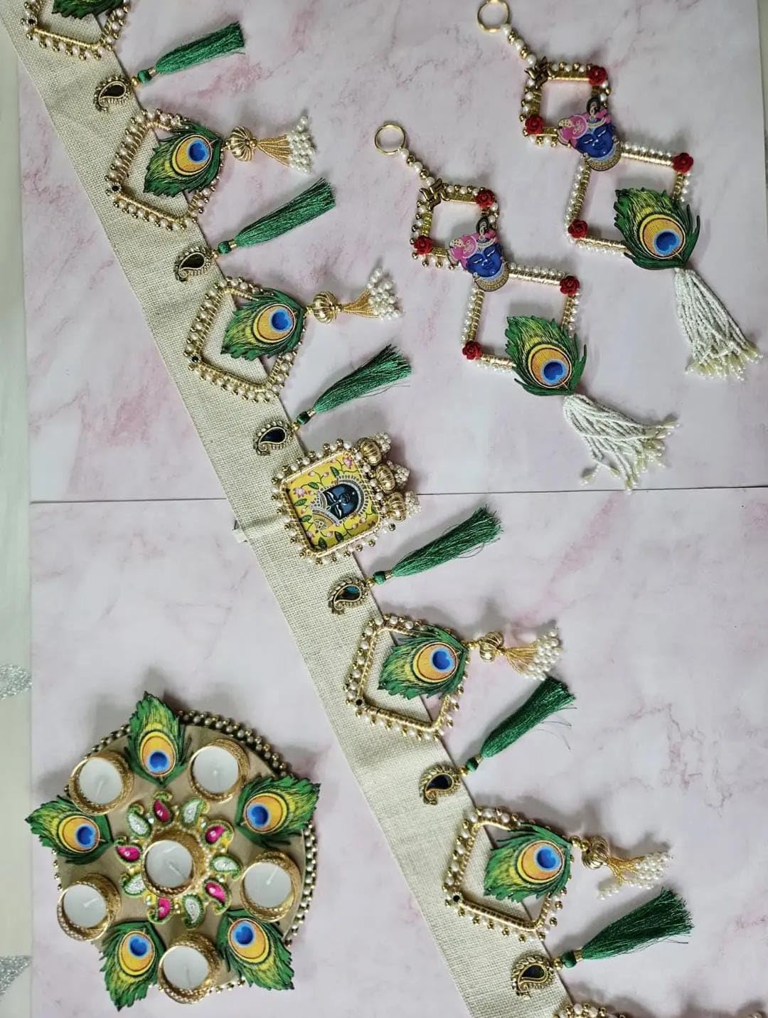 Sellplus Shrinath ji Mor Pankh MDF Bandhanwar for | Festival Decoration | Diwali,Janmastami Decoration | Wedding Decor Enhance Your Space with Graceful Touches