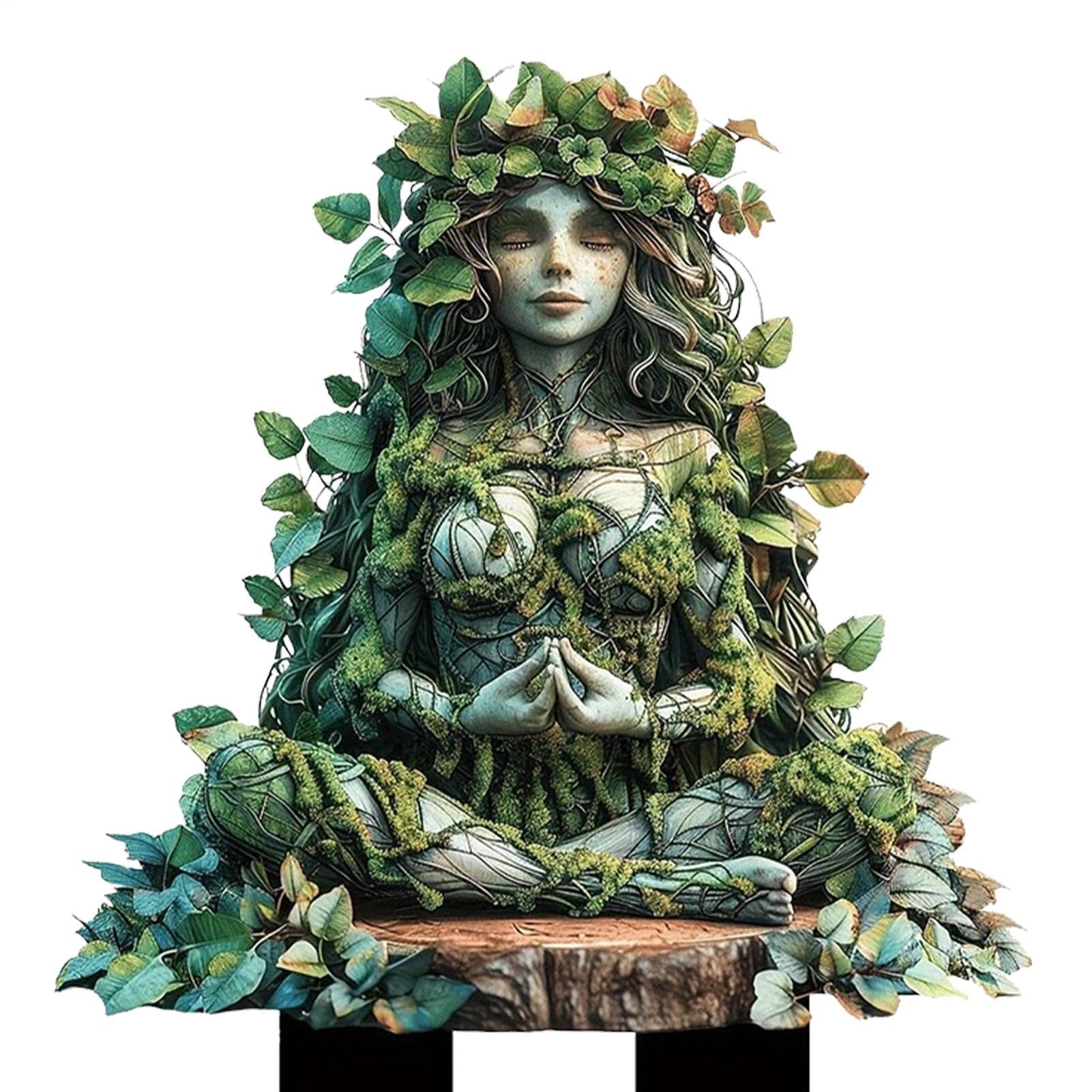 Fairy Garden Ornaments Outdoor, Fairy Garden Stake Decor,2D Acrylic Tree Man Fairies Earth Goddess Statue Whimsical Garden Stakes Accessories,Ground Insert, Flower Pot Decoration For Lawn Backyard