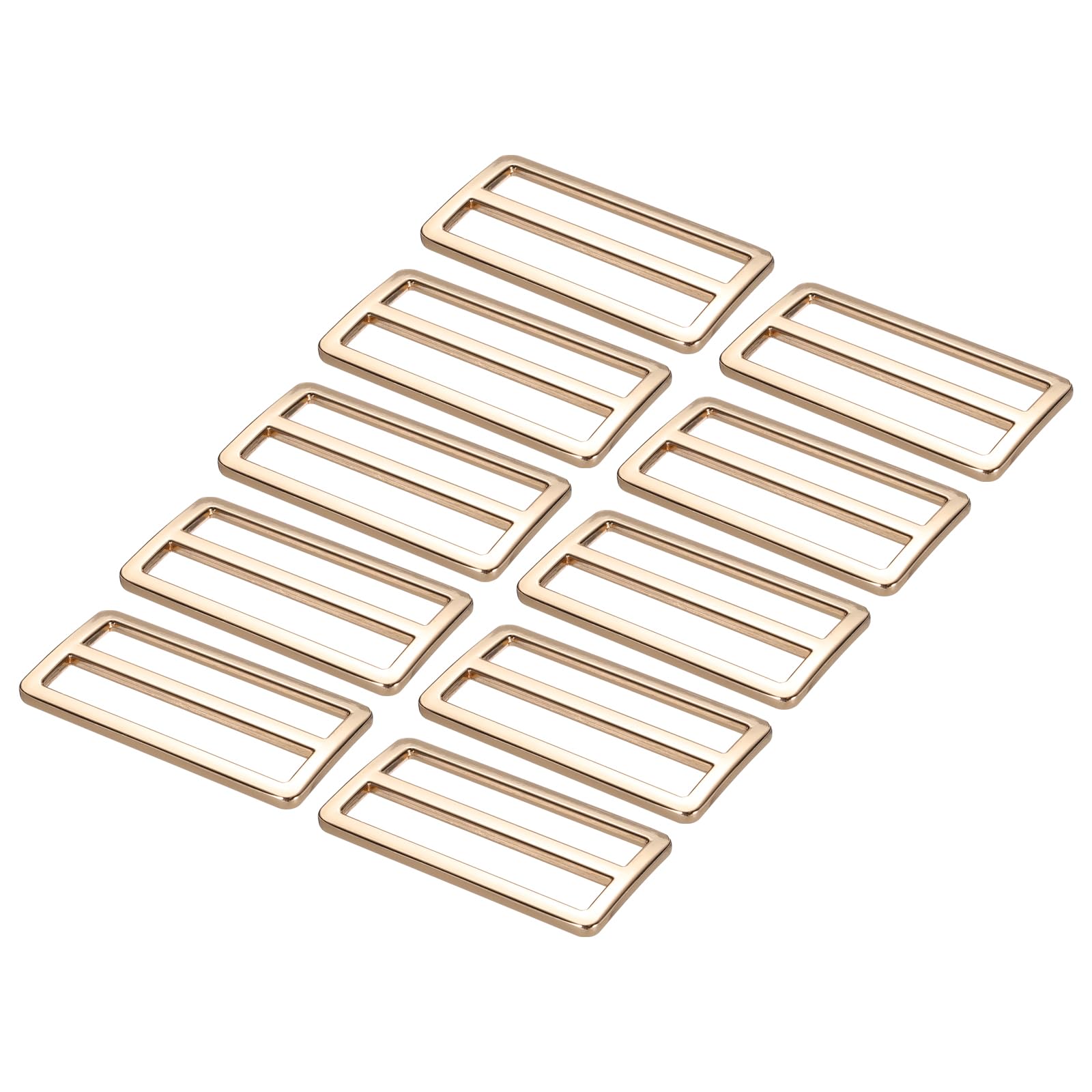PATIKIL 1.5 Inch Tri-Glide Slide Buttons, 10 Pack Adjustable Buckle Webbing Strap Fastener for Backpack Bag Belt Gold