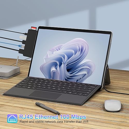 Miniatura 6 de Surface Pro 11 10 9 - Estación de acoplamiento con adaptador HDMI 4K, USB 3.1 Thunderbolt 4 (video+40 Gbps+carga de 100 W), LAN Ethernet de 100 M,